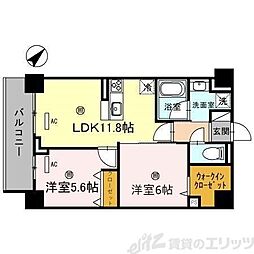 クアンツ 5階2LDKの間取り