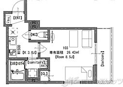 AXIA CITY大阪淡路 1Kの間取図画像