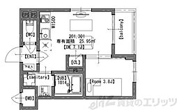 AXIA CITY大阪淡路 1DKの間取図画像