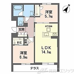 ヘミングウェイ 2LDKの間取図画像