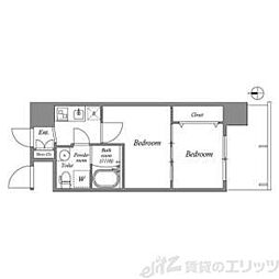 セレニテ江坂ルフレ 2Kの間取図画像