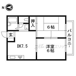 ハイツ天野 2DKの間取図画像