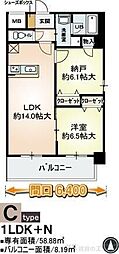 デセンテ北梅田 1SLDKの間取図画像