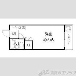 シャンブル千里山1 ワンルームの間取図画像