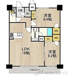 グランルクレ新大阪 2LDKの間取図画像