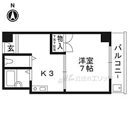 光栄ハイツ大畑 1Kの間取図画像