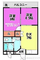 メゾン第5新大阪 2DKの間取図画像