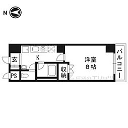 ヴェリッシモ芥川 1Kの間取図画像