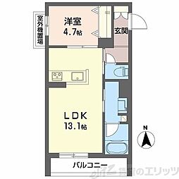ユイロ中津 1LDKの間取図画像