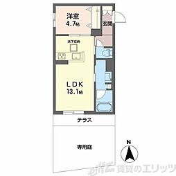 ユイロ中津 1LDKの間取図画像