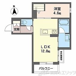 ユイロ中津 1LDKの間取図画像