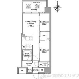 コンフォリア・リヴ東三国駅前ソルテラス 2LDKの間取図画像