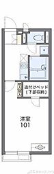 レオネクストオワゾー 1Kの間取図画像