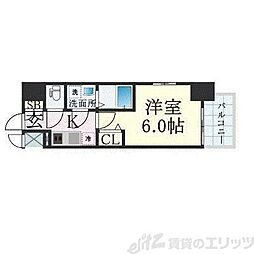 エスリード大阪ザ・ルクス 13階1Kの間取り