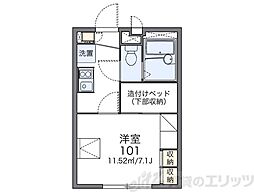レオパレスアルカディア 1階1Kの間取り