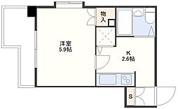クレベール大井手 8階1Kの間取り