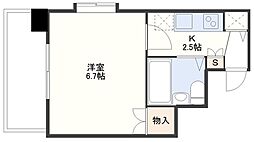 クレベール大井手 10階1Kの間取り
