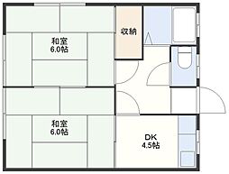 上戸アパート 1階2Kの間取り