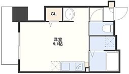 プリマグラシア 4階ワンルームの間取り