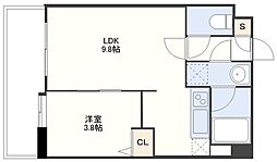クレール天神 4階1LDKの間取り
