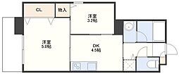 シャミール 2DKの間取図画像