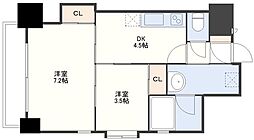 アーバス金屋町 2DKの間取図画像