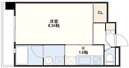 アーバス金屋町 1Kの間取図画像