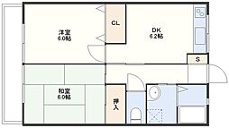 グリーンコーポ根岸II 1階2DKの間取り