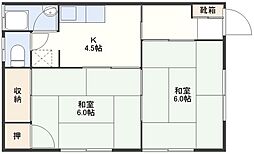 グレース横尾 1階2Kの間取り