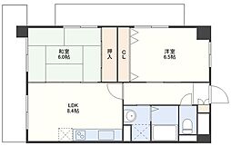 ラングザーム本原 1階2LDKの間取り