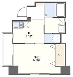 BRAVAS-t 3階1Kの間取り