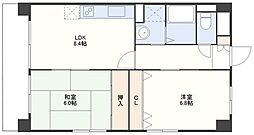 ラングザーム本原 2LDKの間取図画像