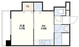 エーデルワイス滑石 1DKの間取図画像