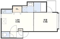 本原SAビル 1LDKの間取図画像