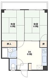 メイゾンチュトワイエ 2DKの間取図画像