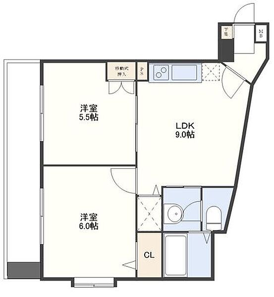 エーデルワイス滑石 ｜長崎県長崎市滑石２丁目(賃貸マンション2LDK・6階・45.96㎡)の写真 その2