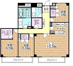 メイソンリー梅島 5階3LDKの間取り