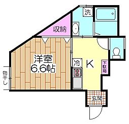 イーストパーク梅島 1Kの間取図画像