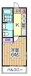 クオーレ五反野 1Kの間取図画像
