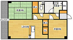 双葉ヒルズ横川駅前 3階2LDKの間取り