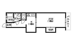 八木興産ビル 1階1Kの間取り