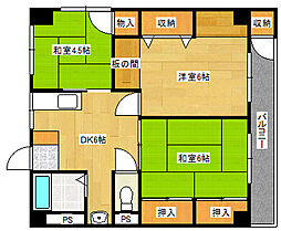 藤本ビル 4階3DKの間取り