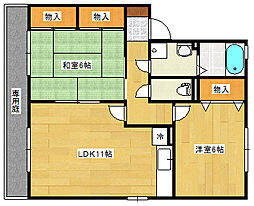セジュール雅21　B棟 1階2LDKの間取り
