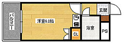 ダイアパレス皆実町 2階ワンルームの間取り