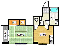 リヴラン 2階1DKの間取り
