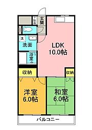 アンフォーラ宮脇 1階2LDKの間取り