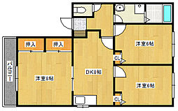 フローレル品川 1階2LDKの間取り