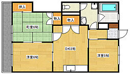高須ニイムラハイツ 3階3DKの間取り