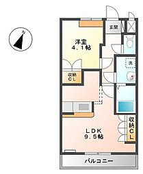 アマレーナ 1階1LDKの間取り