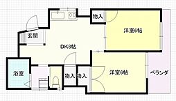 渡里ビル 3階2DKの間取り